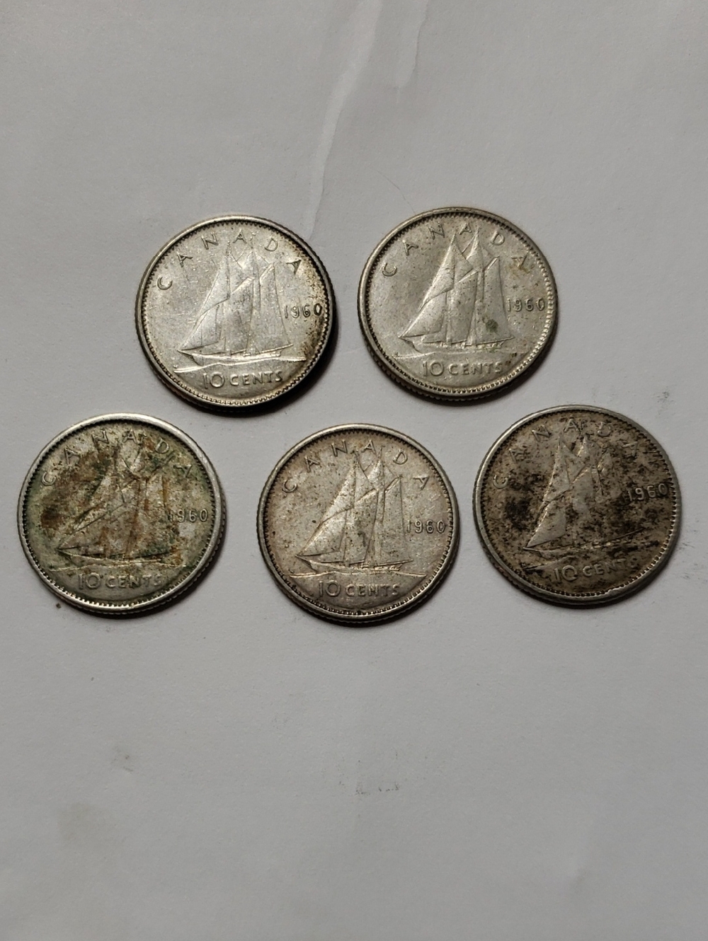 Canadian 1960 Dime Lot -  (5 Coins)